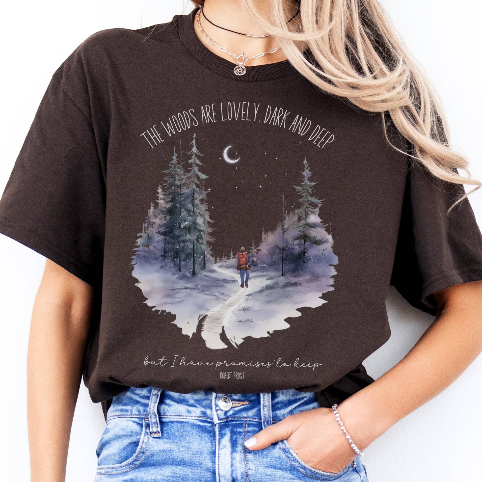 T-Shirt The Woods Are Lovely Robert Frost Poetry  T-Shirt The Mystic Eden