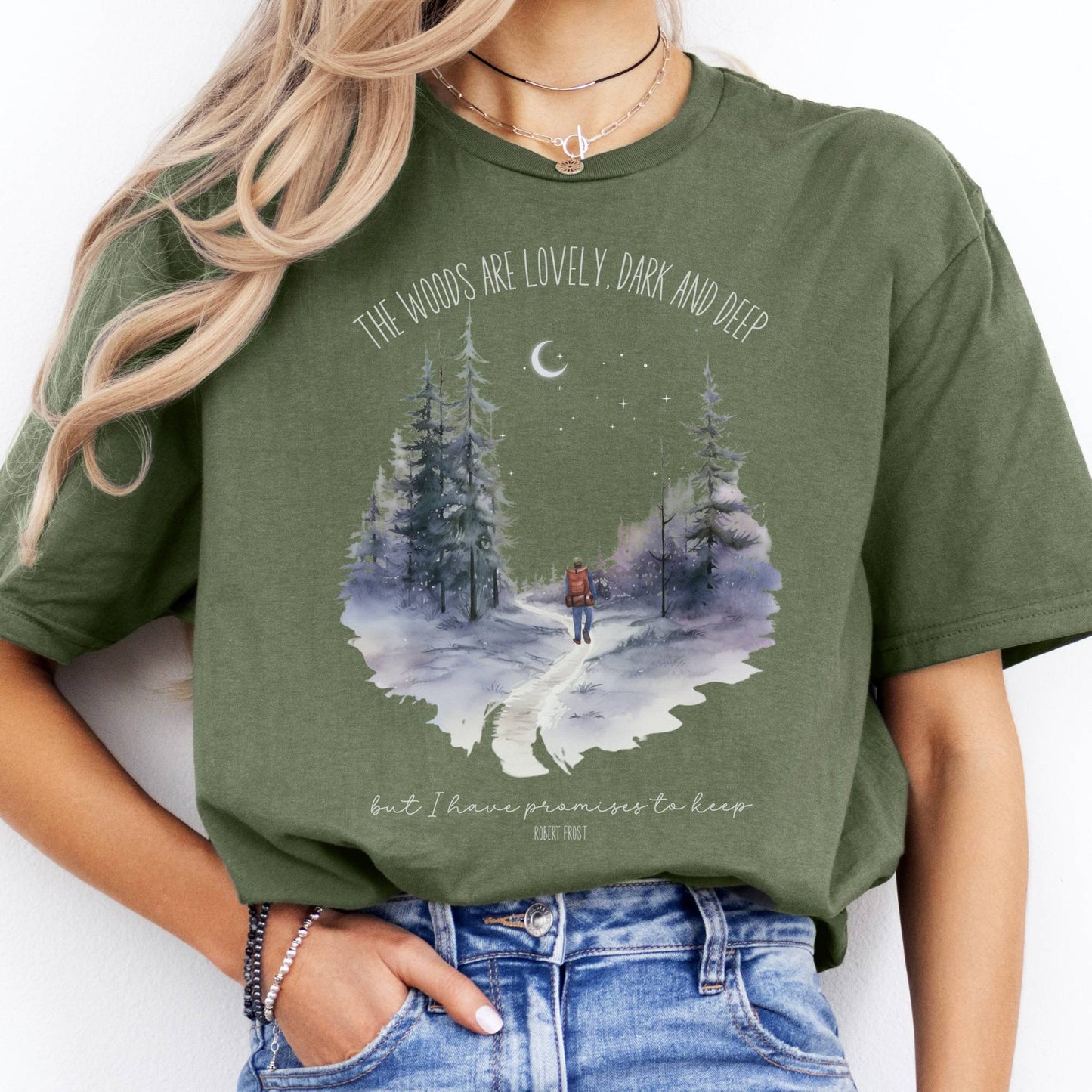 T-Shirt The Woods Are Lovely Robert Frost Poetry  T-Shirt The Mystic Eden