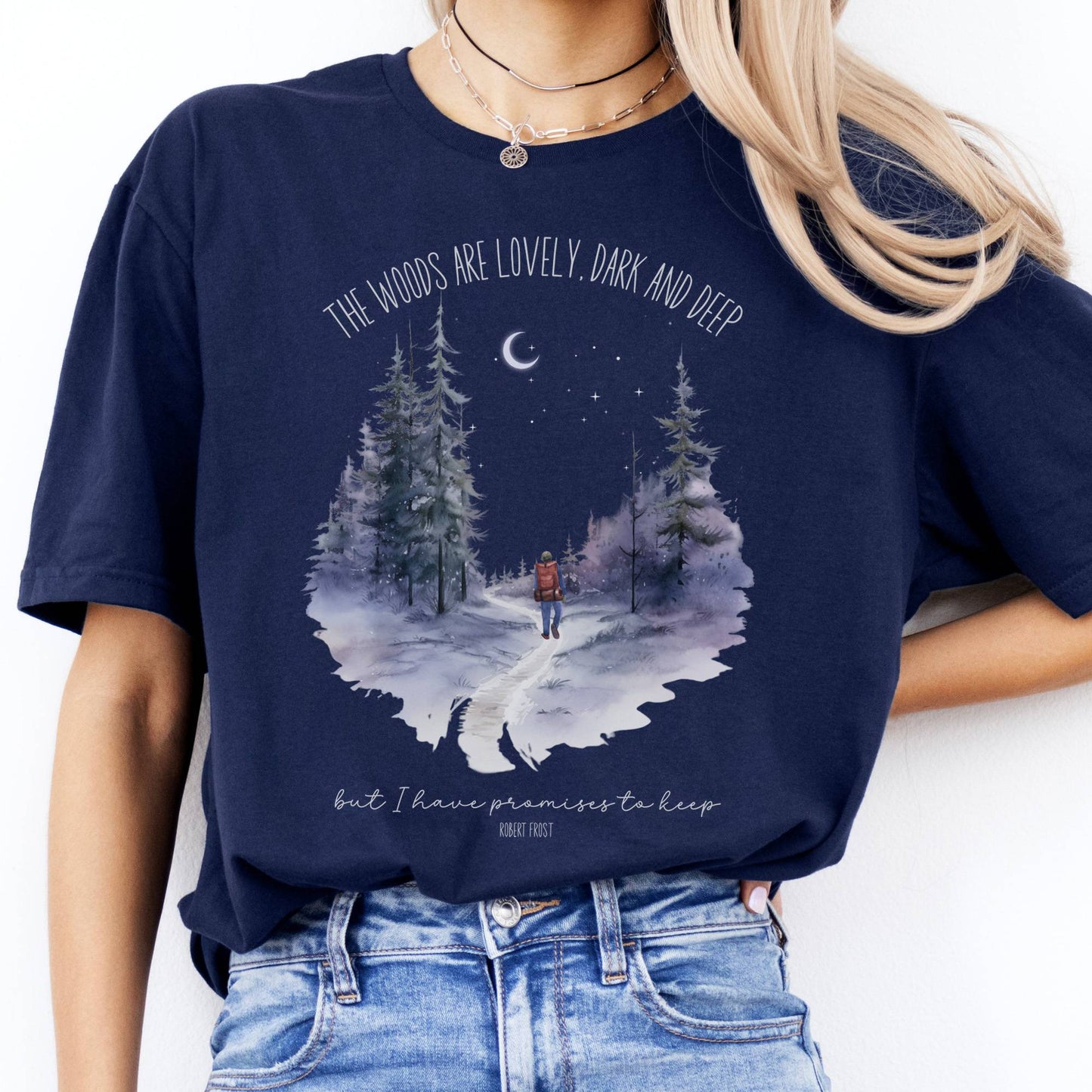T-Shirt The Woods Are Lovely Robert Frost Poetry  T-Shirt The Mystic Eden