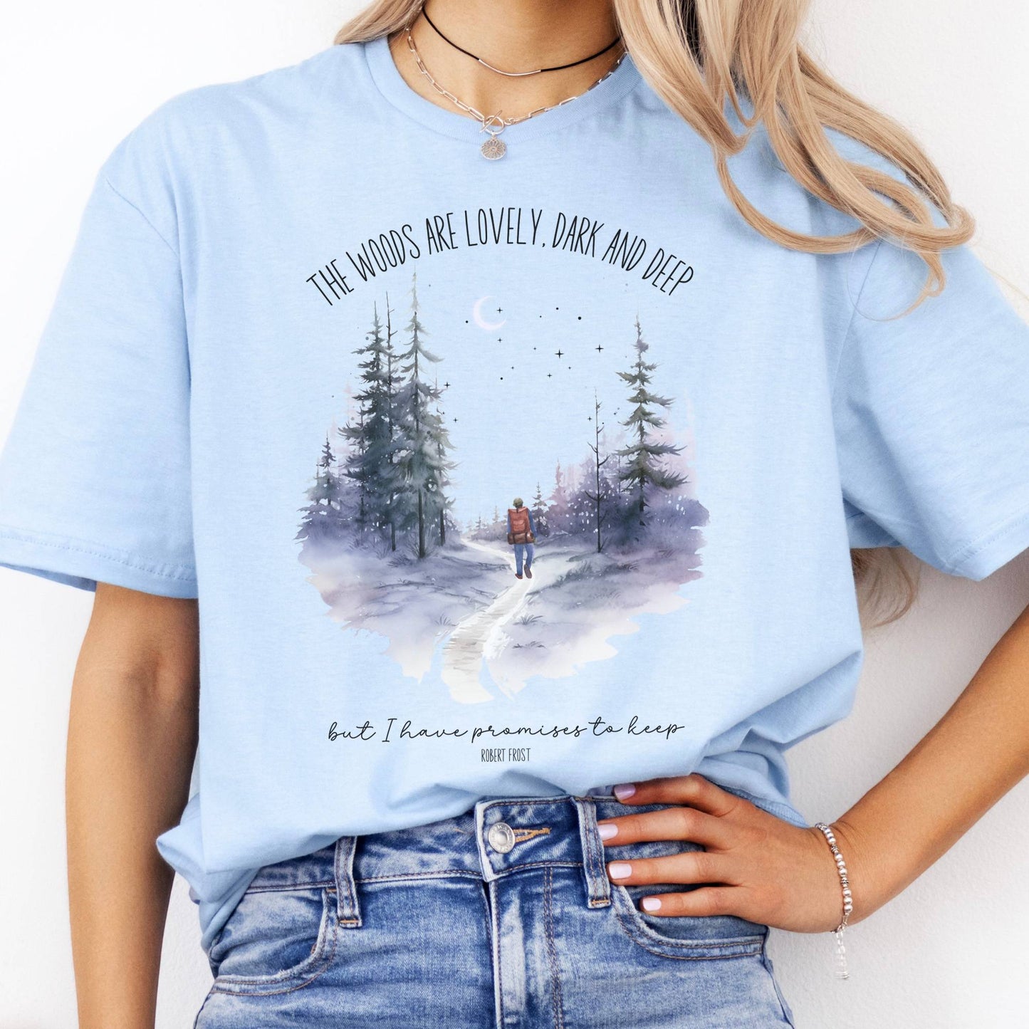 T-Shirt The Woods Are Lovely Robert Frost Poetry  T-Shirt The Mystic Eden