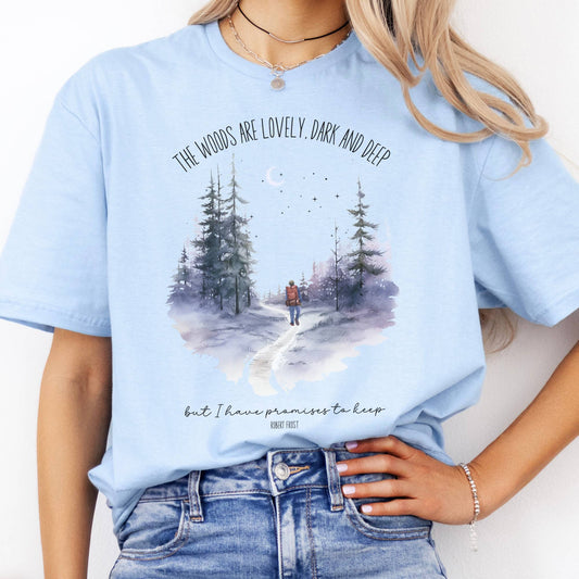 T-Shirt The Woods Are Lovely Robert Frost Poetry  T-Shirt The Mystic Eden