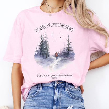 T-Shirt The Woods Are Lovely Robert Frost Poetry  T-Shirt The Mystic Eden