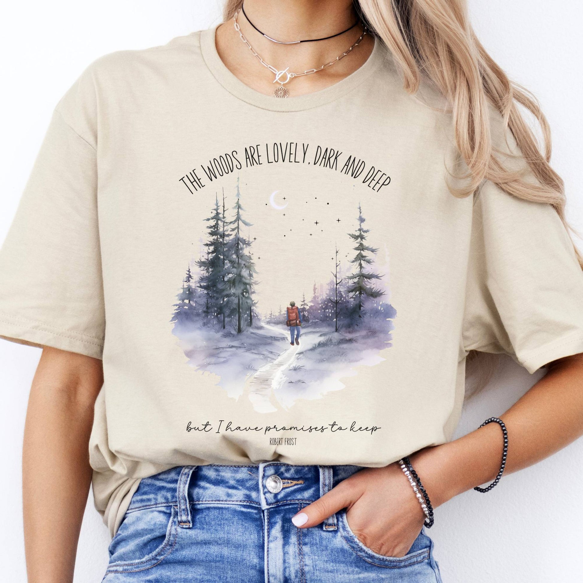T-Shirt The Woods Are Lovely Robert Frost Poetry  T-Shirt The Mystic Eden