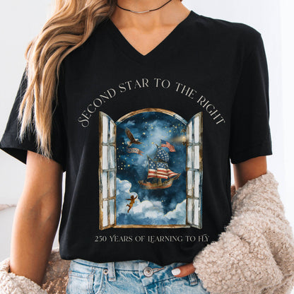 V-neck Black / S Second Star to the Right America 250 Commemorative V-Neck The Mystic Eden