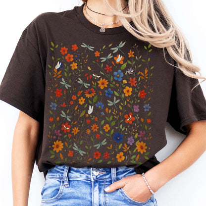 T-Shirts Dragonfly Wildflowers T-Shirt The Mystic Eden