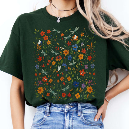 T-Shirts Dragonfly Wildflowers T-Shirt The Mystic Eden