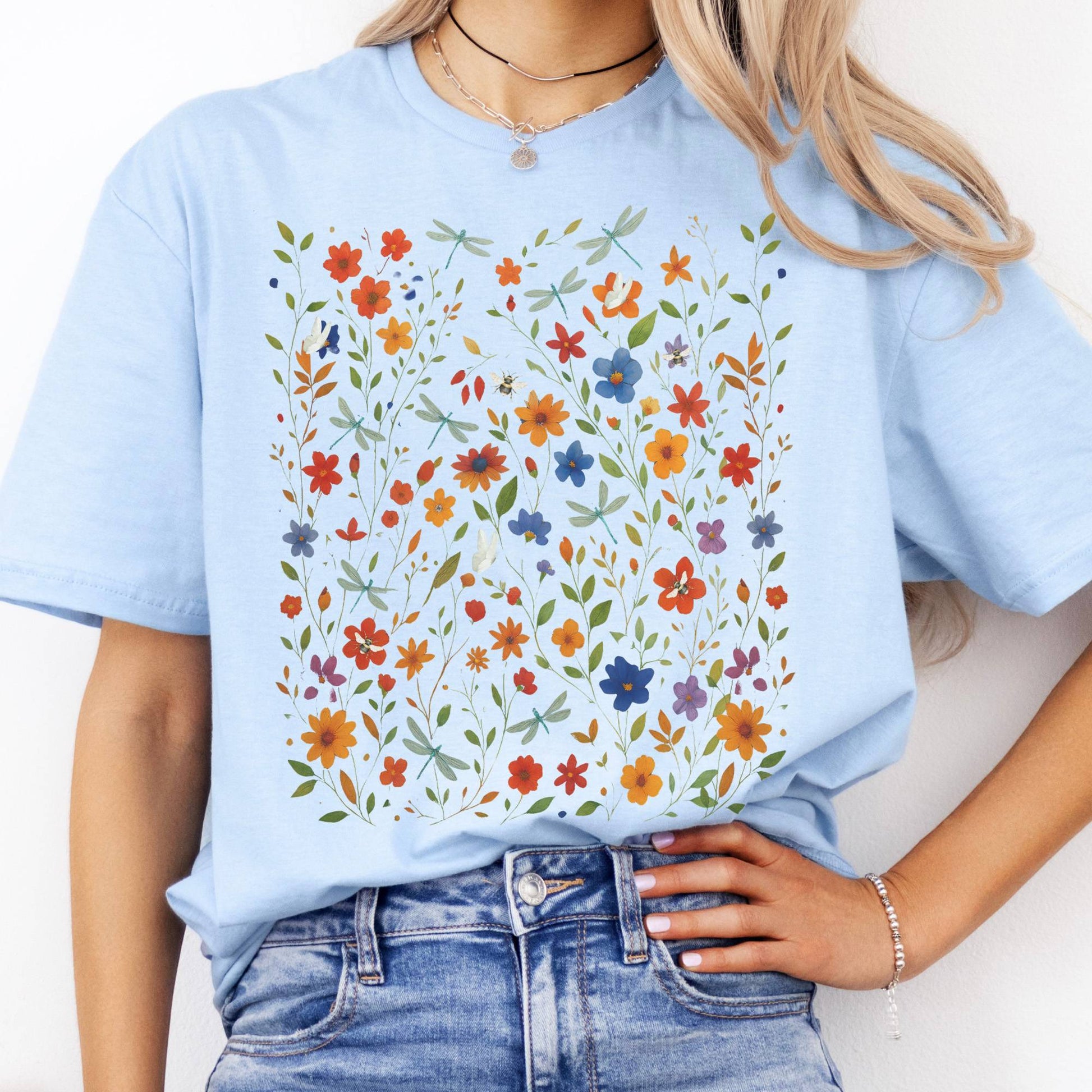T-Shirts Dragonfly Wildflowers T-Shirt The Mystic Eden