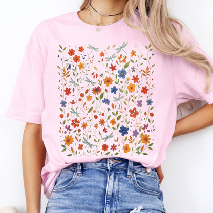 T-Shirts Dragonfly Wildflowers T-Shirt The Mystic Eden