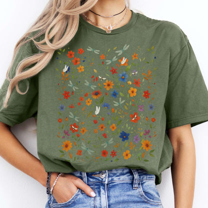 T-Shirts Dragonfly Wildflowers T-Shirt The Mystic Eden