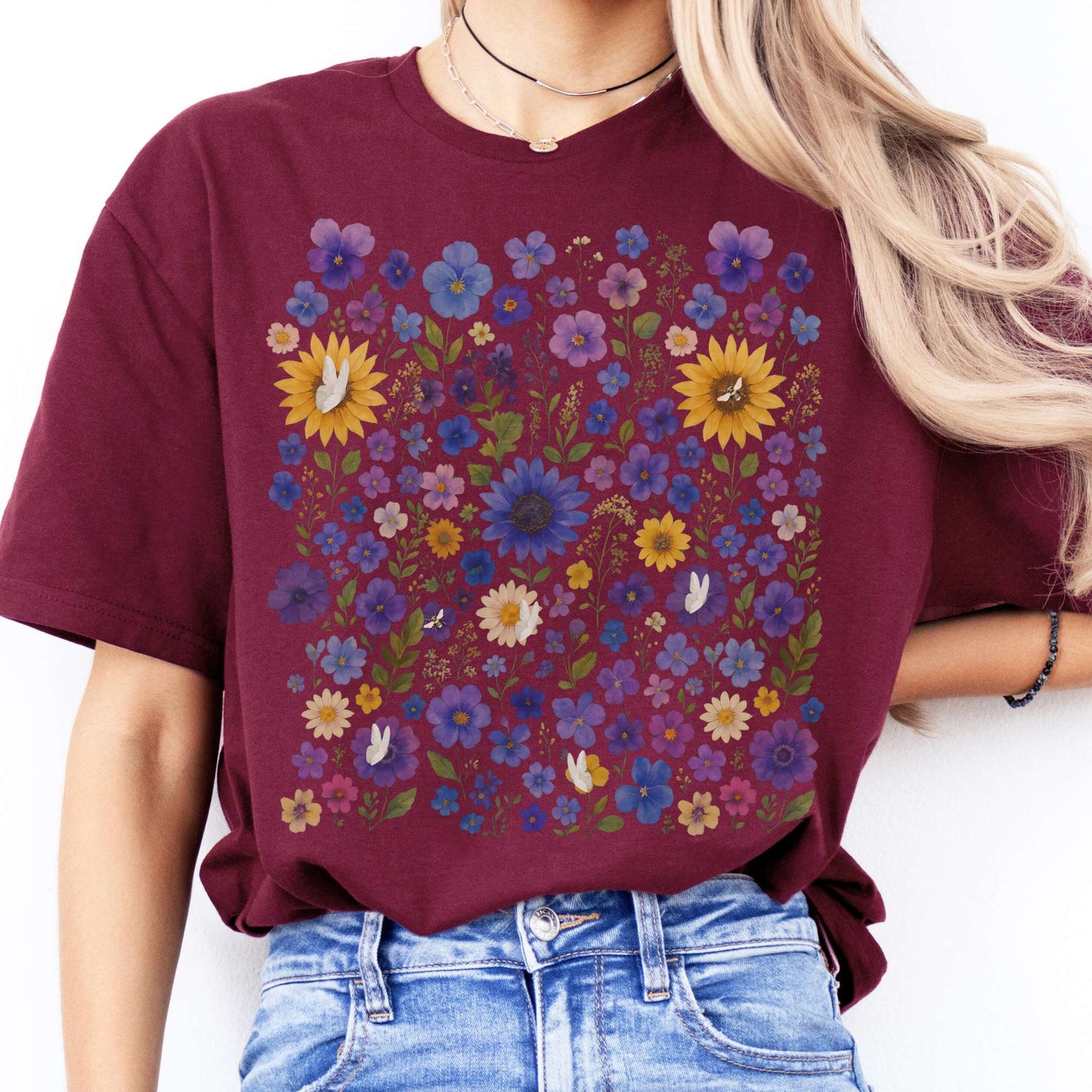 T-Shirt Sunflower Garden Cottagecore T-Shirt The Mystic Eden