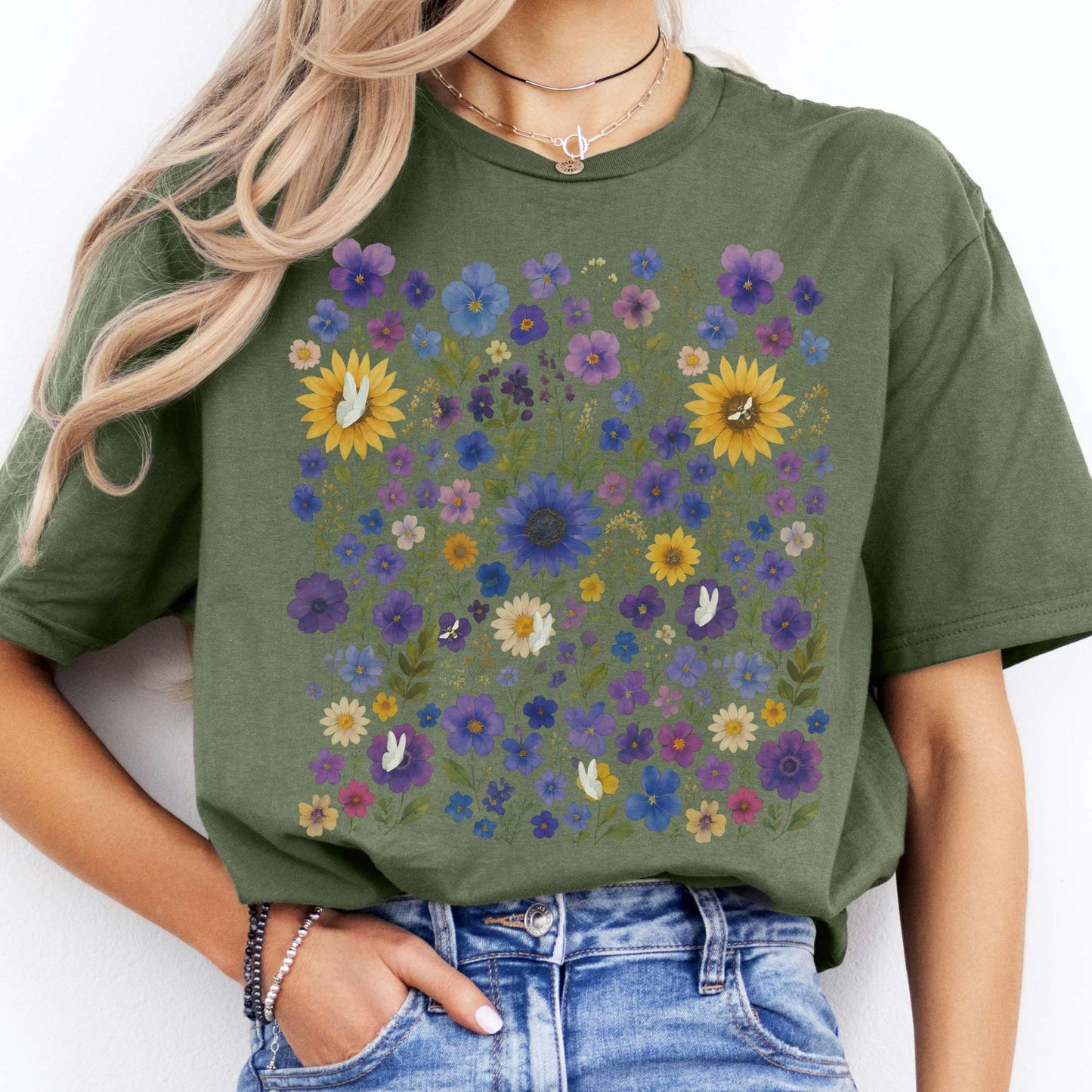 T-Shirt Sunflower Garden Cottagecore T-Shirt The Mystic Eden