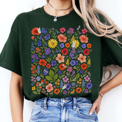 T-Shirt Vibrant Floral Wildflower Cottagecore T-Shirt The Mystic Eden