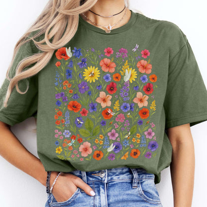 T-Shirt Vibrant Floral Wildflower Cottagecore T-Shirt The Mystic Eden