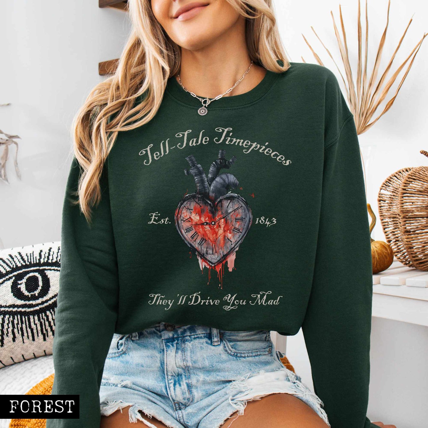 Tell-Tale Timepieces Edgar Allan Poe Sweatshirt