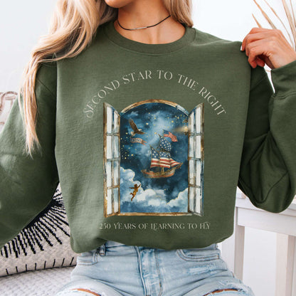 Sweatshirt Military Green / S Second Star to the Right America 250 Commemorative Crewneck Sweatshirt The Mystic Eden