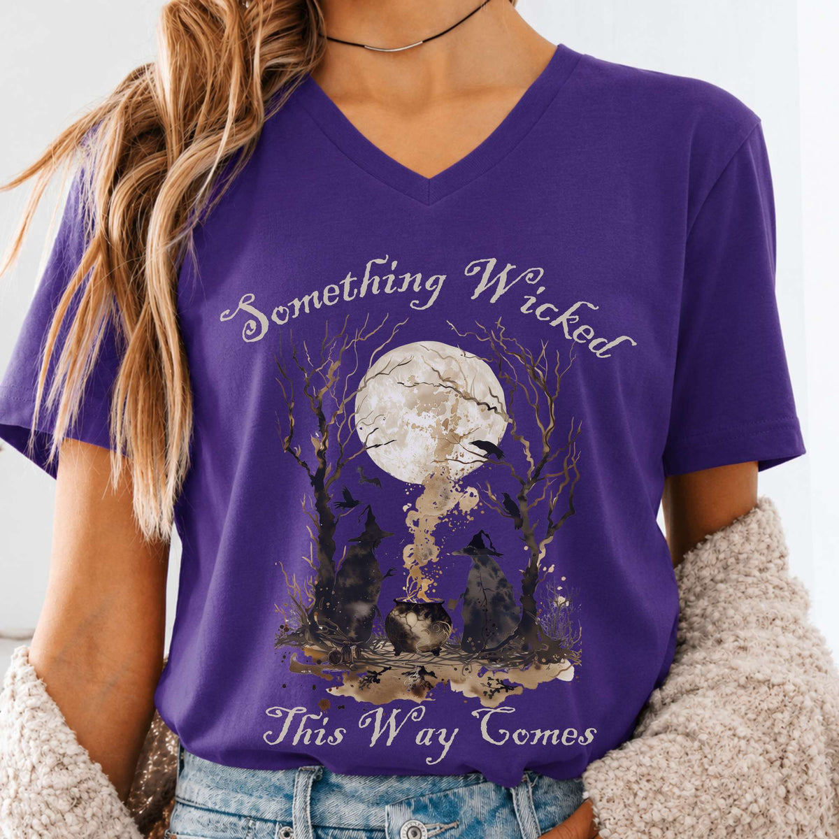 Something Wicked This Way Comes Shakespeare Macbeth Witches V-Neck