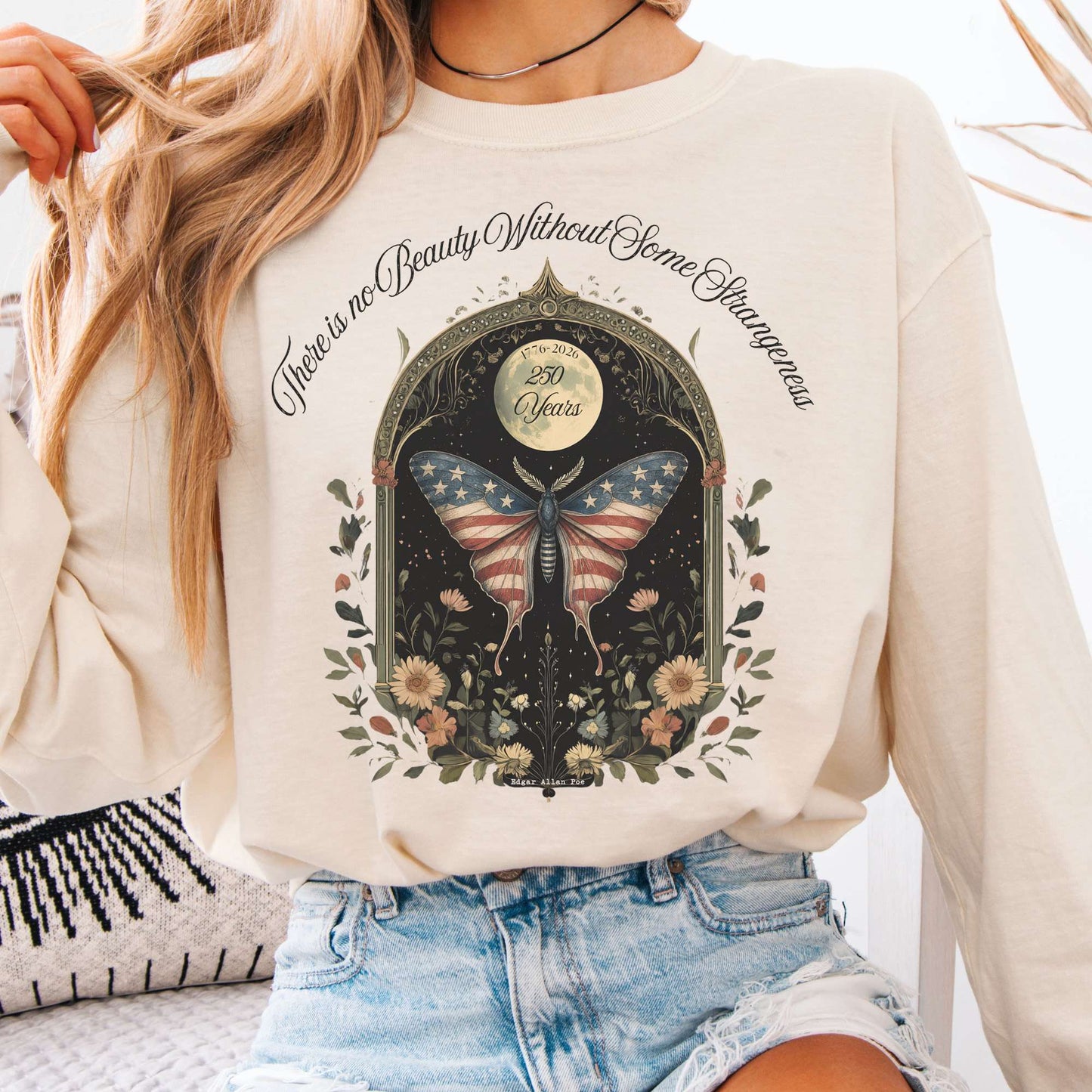 Long-sleeve Ivory / S There Is No Beauty Without Some Strangeness America 250 Long Sleeve The Mystic Eden