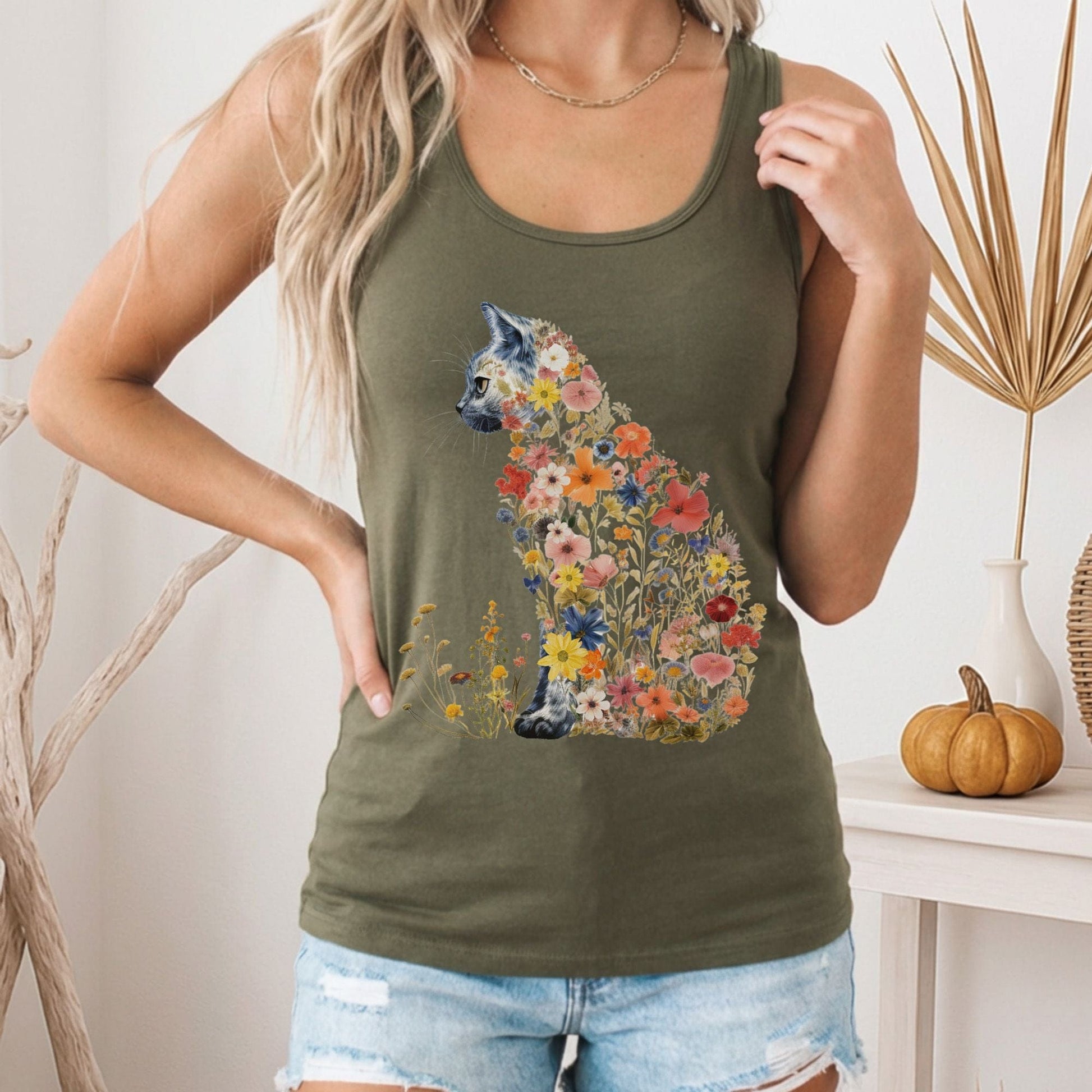 Tank Top Wildflower Cat Women's Racerback Tank Top The Mystic Eden