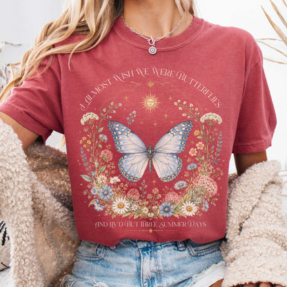 T-Shirt Crimson / S I Almost Wish We Were Butterflies John Keats T-Shirt The Mystic Eden