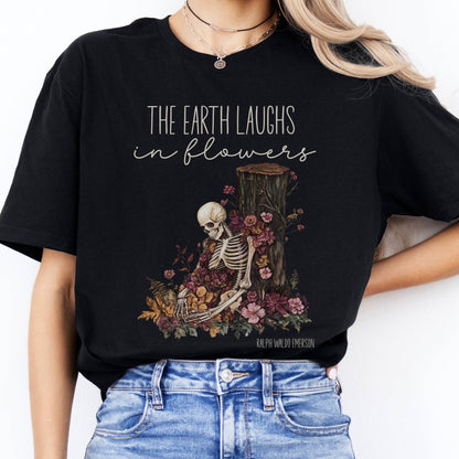 T-Shirts The Earth Laughs in Flowers Ralph Waldo Emerson T-Shirt The Mystic Eden