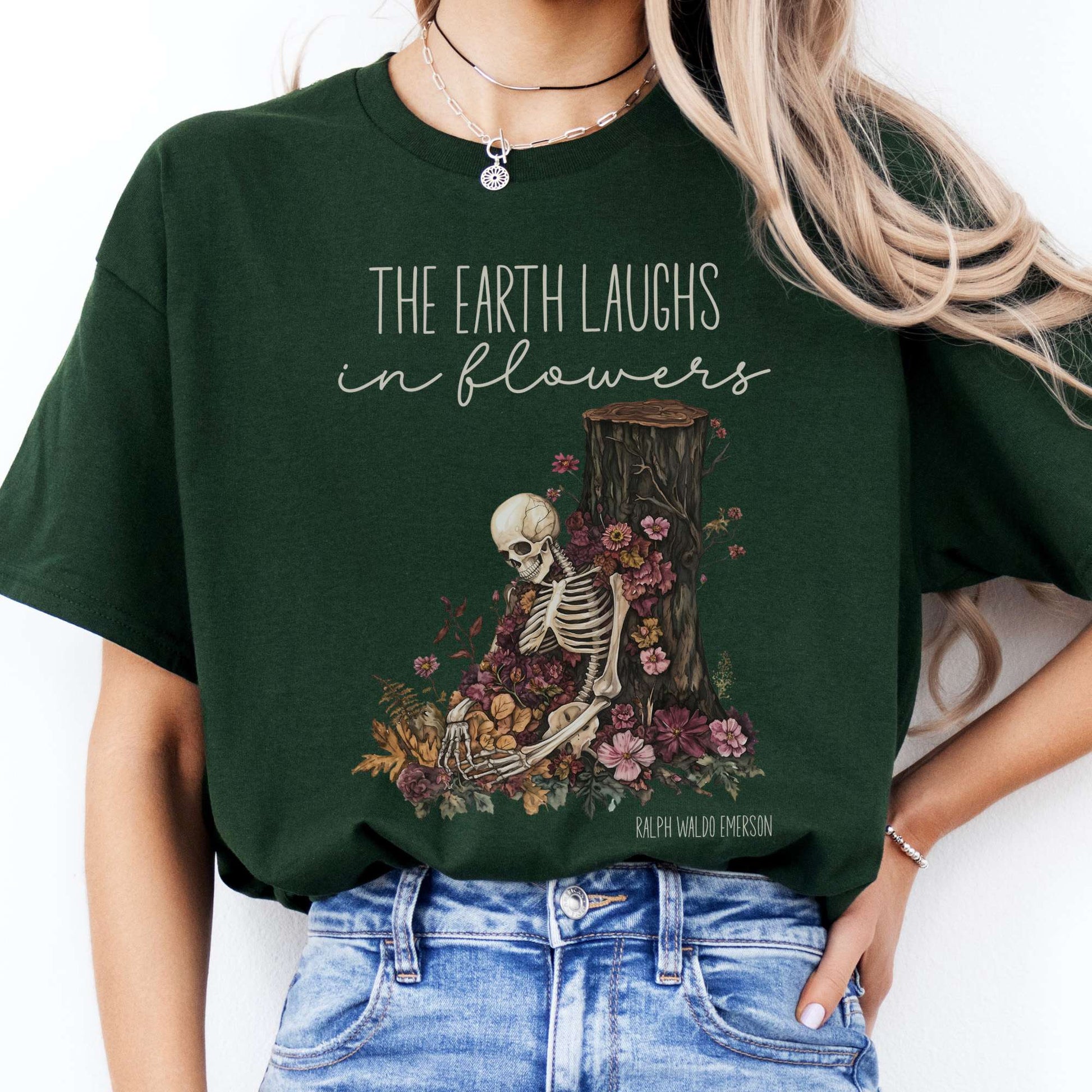 T-Shirts The Earth Laughs in Flowers Ralph Waldo Emerson T-Shirt The Mystic Eden