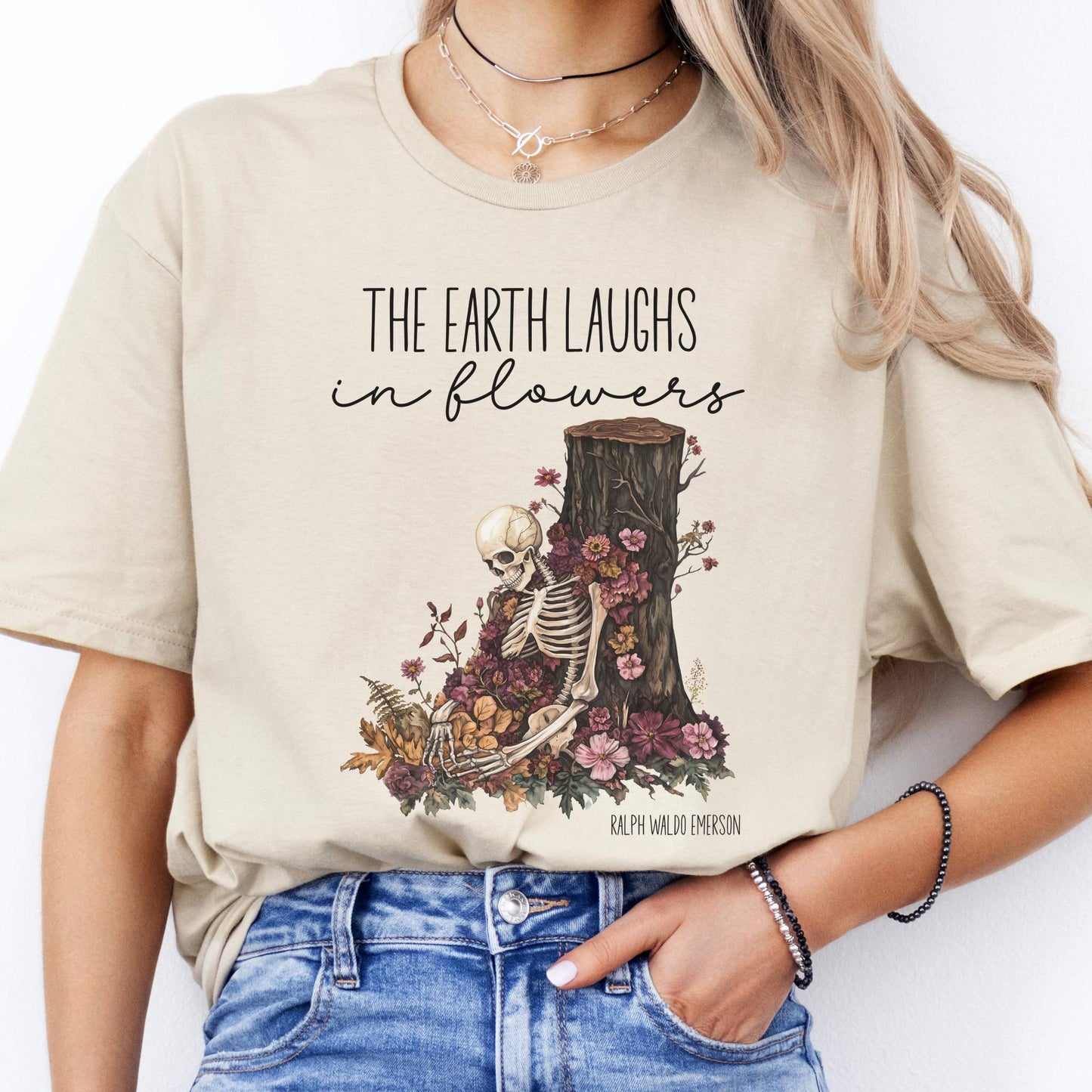 T-Shirts The Earth Laughs in Flowers Ralph Waldo Emerson T-Shirt The Mystic Eden