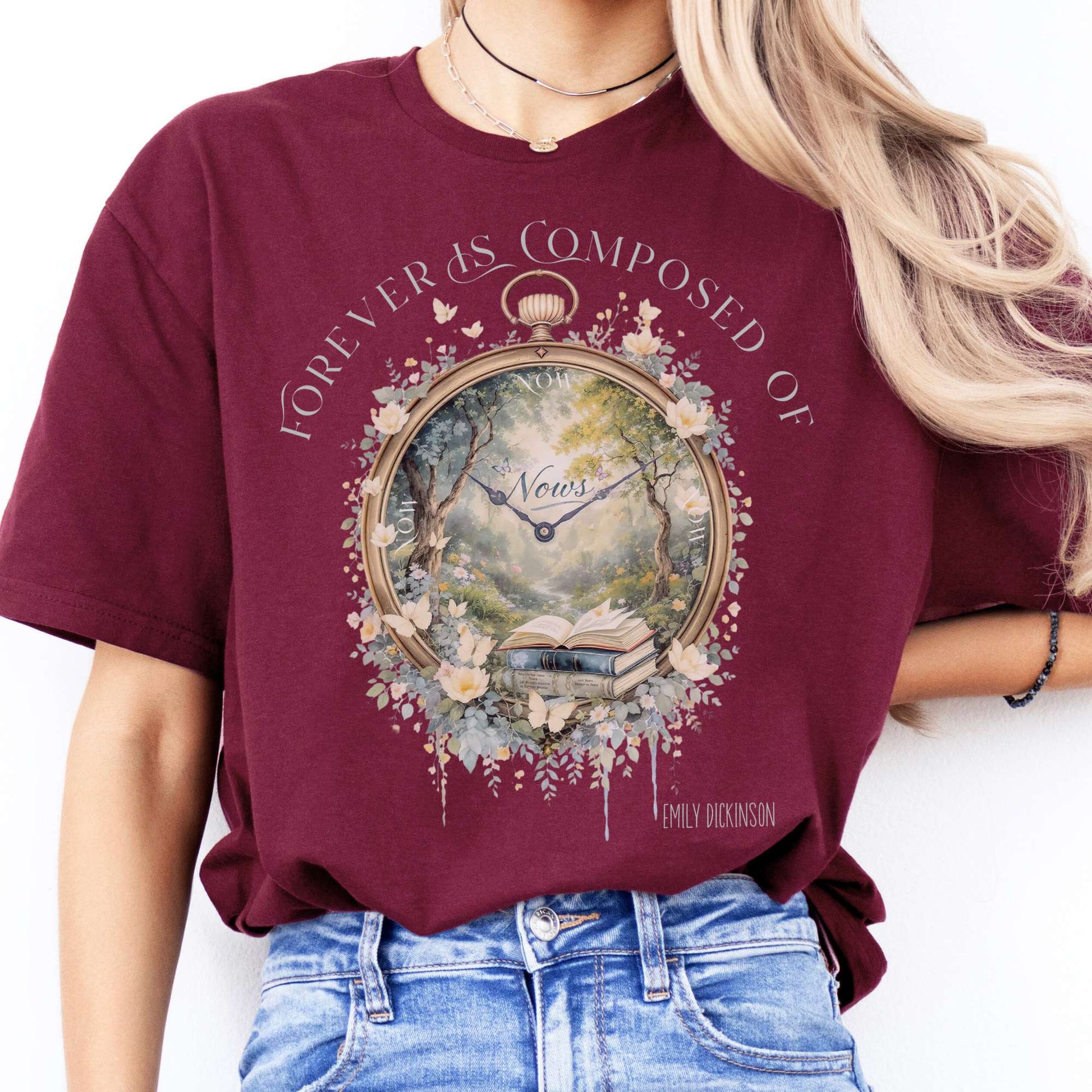 T-Shirts Forever Is Composed Of Nows Emily Dickinson T-Shirt The Mystic Eden