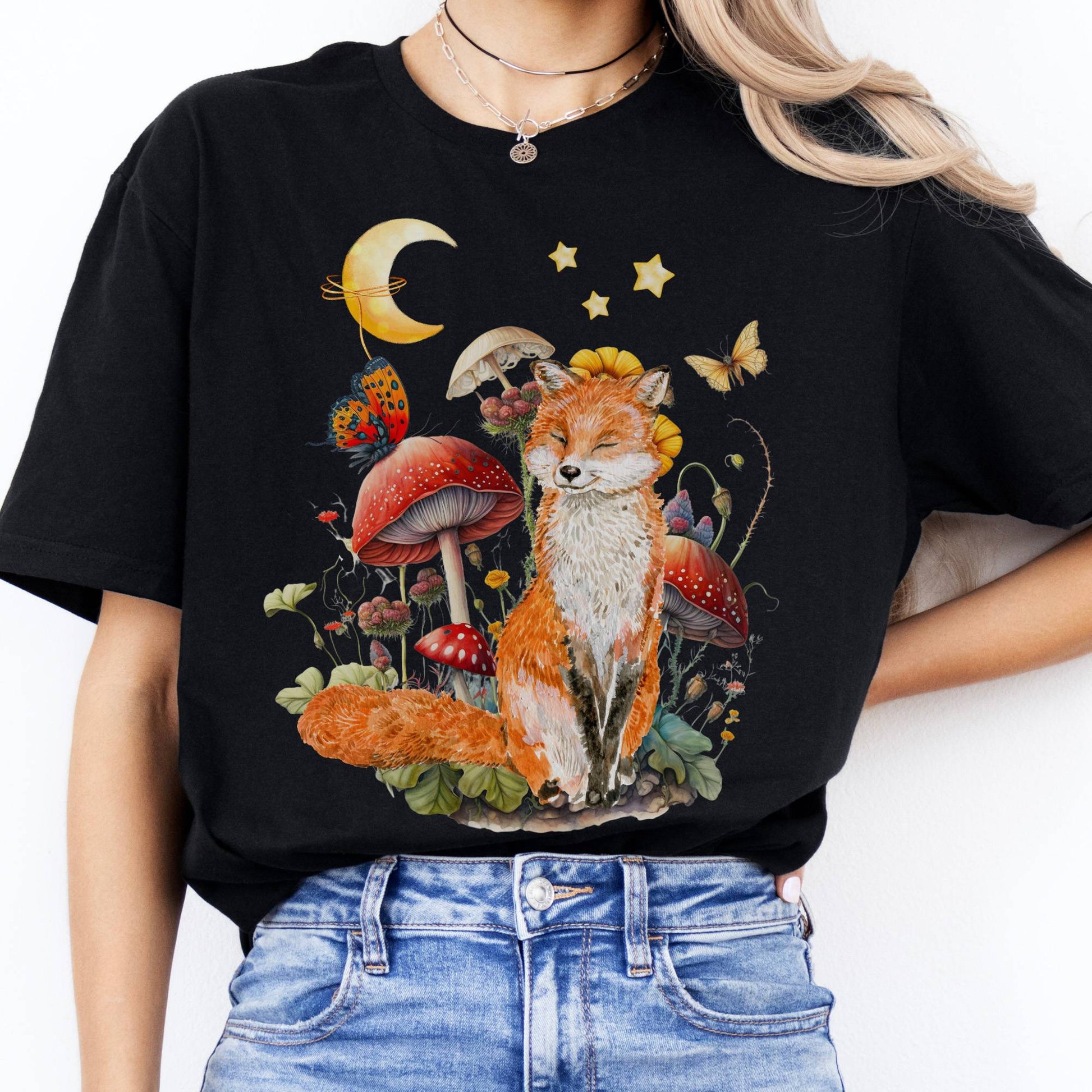 T-Shirts Cottagecore Fox T-Shirt The Mystic Eden
