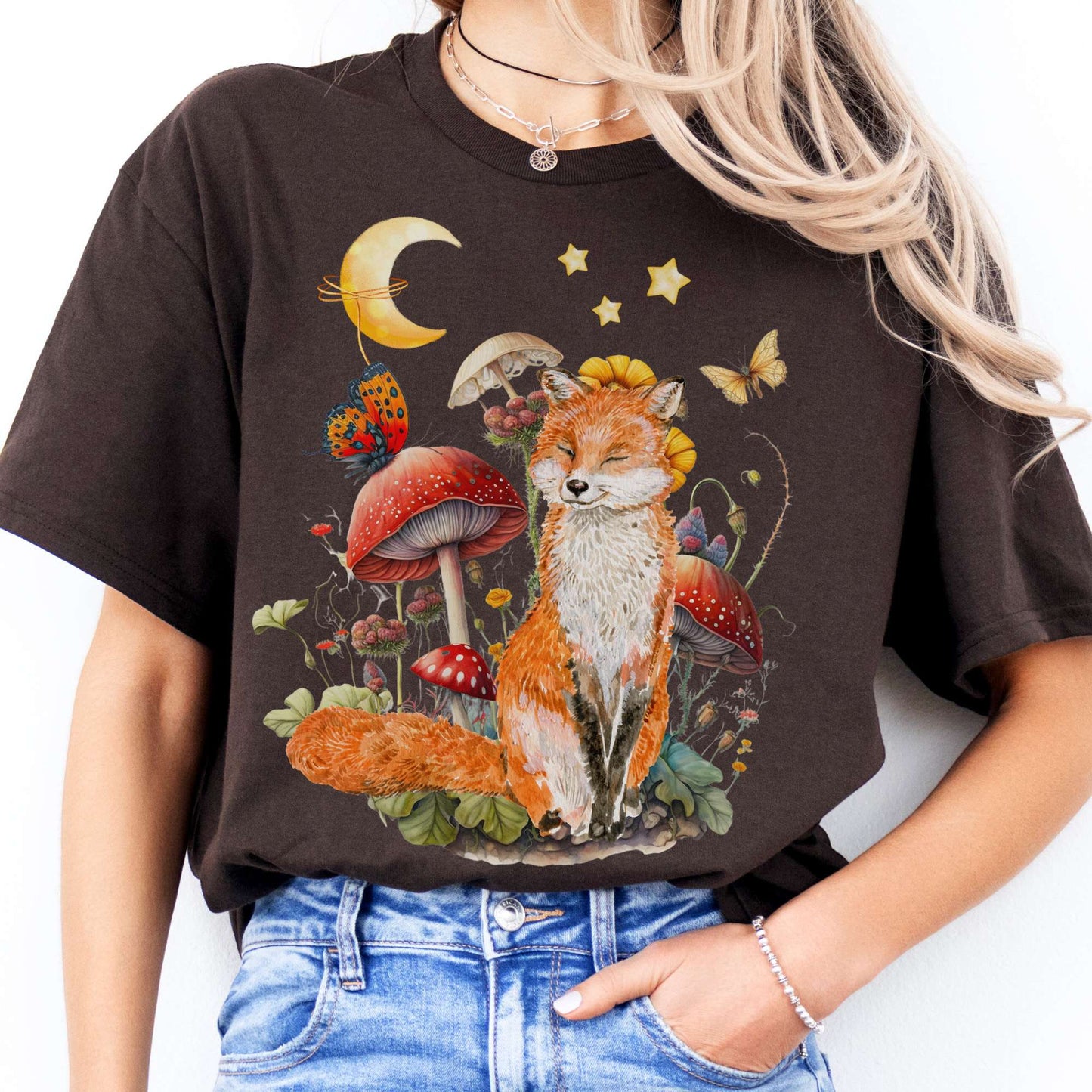 T-Shirts Cottagecore Fox T-Shirt The Mystic Eden