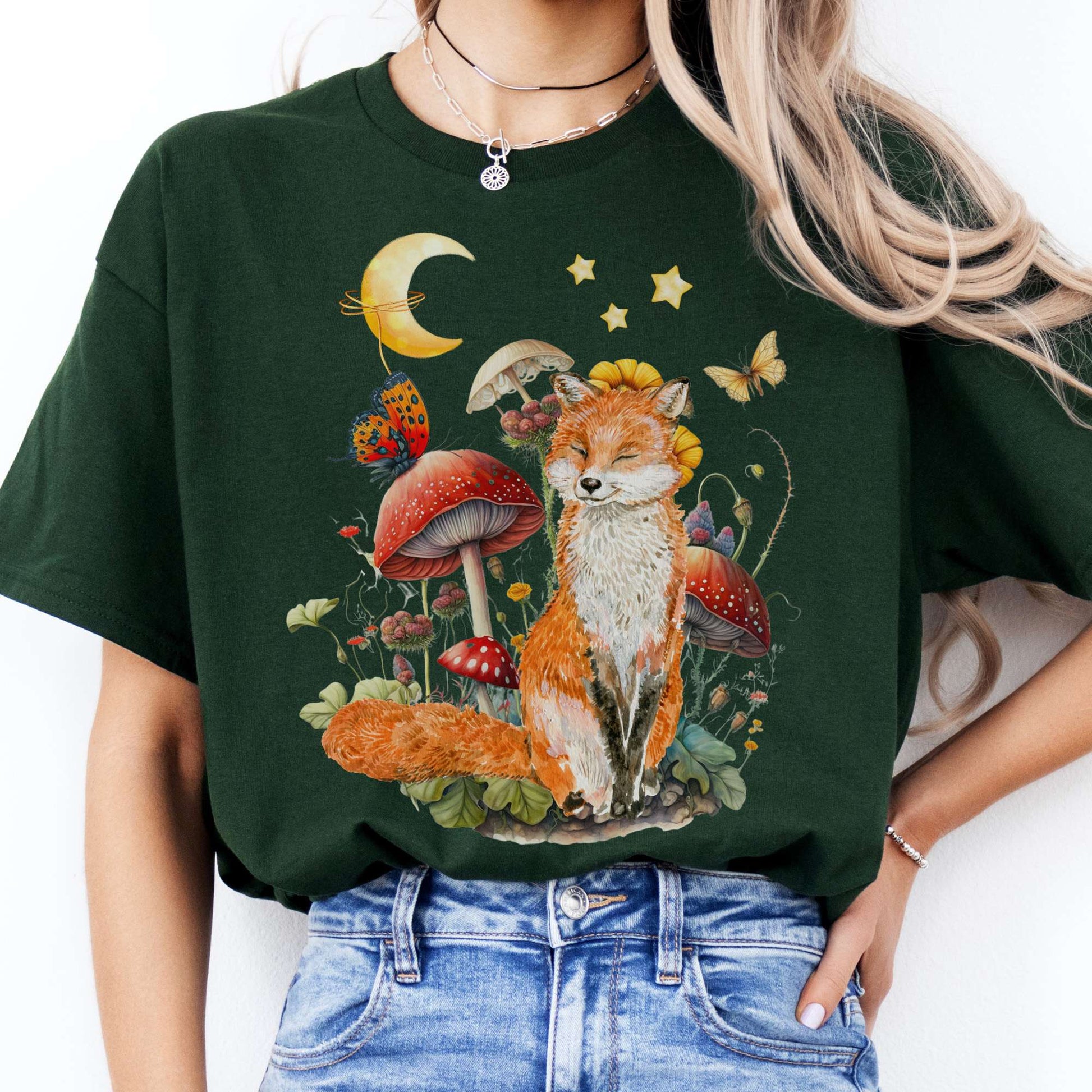 T-Shirts Cottagecore Fox T-Shirt The Mystic Eden