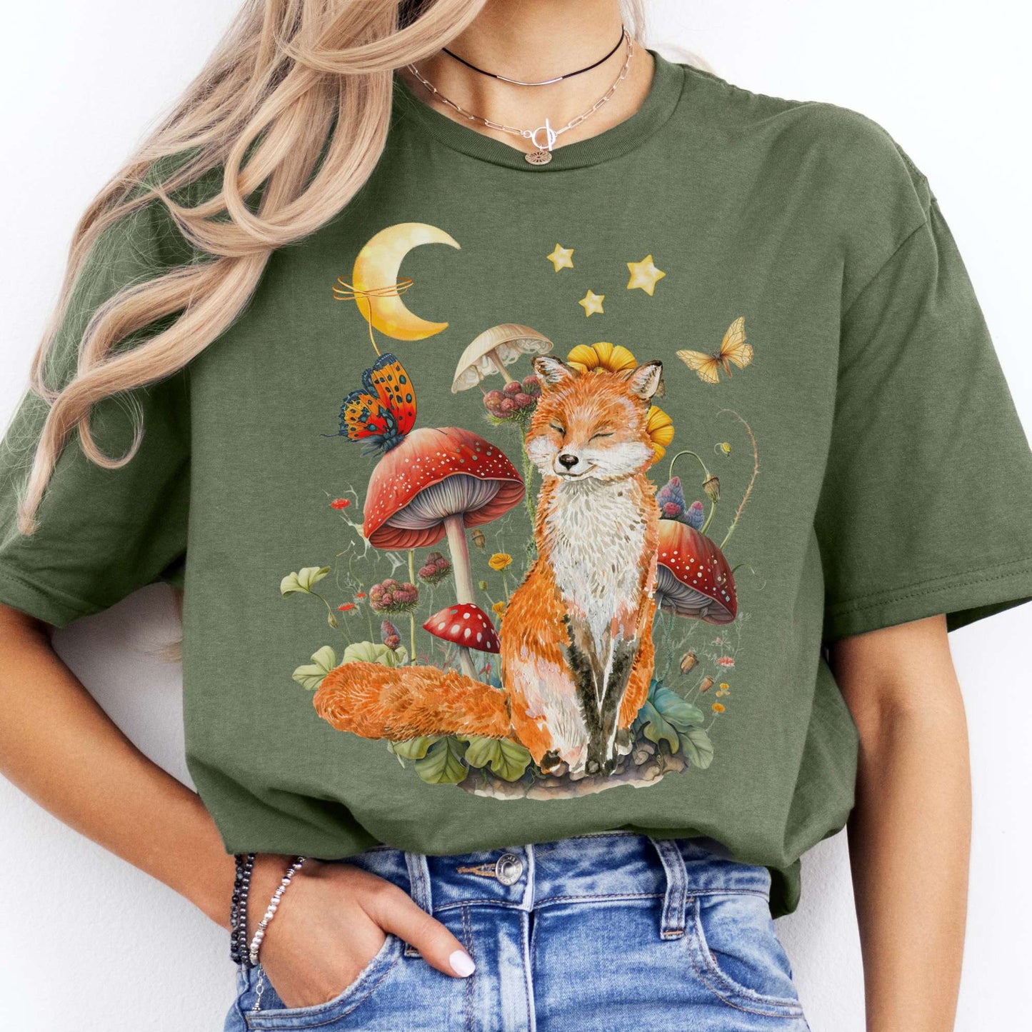 T-Shirts Cottagecore Fox T-Shirt The Mystic Eden