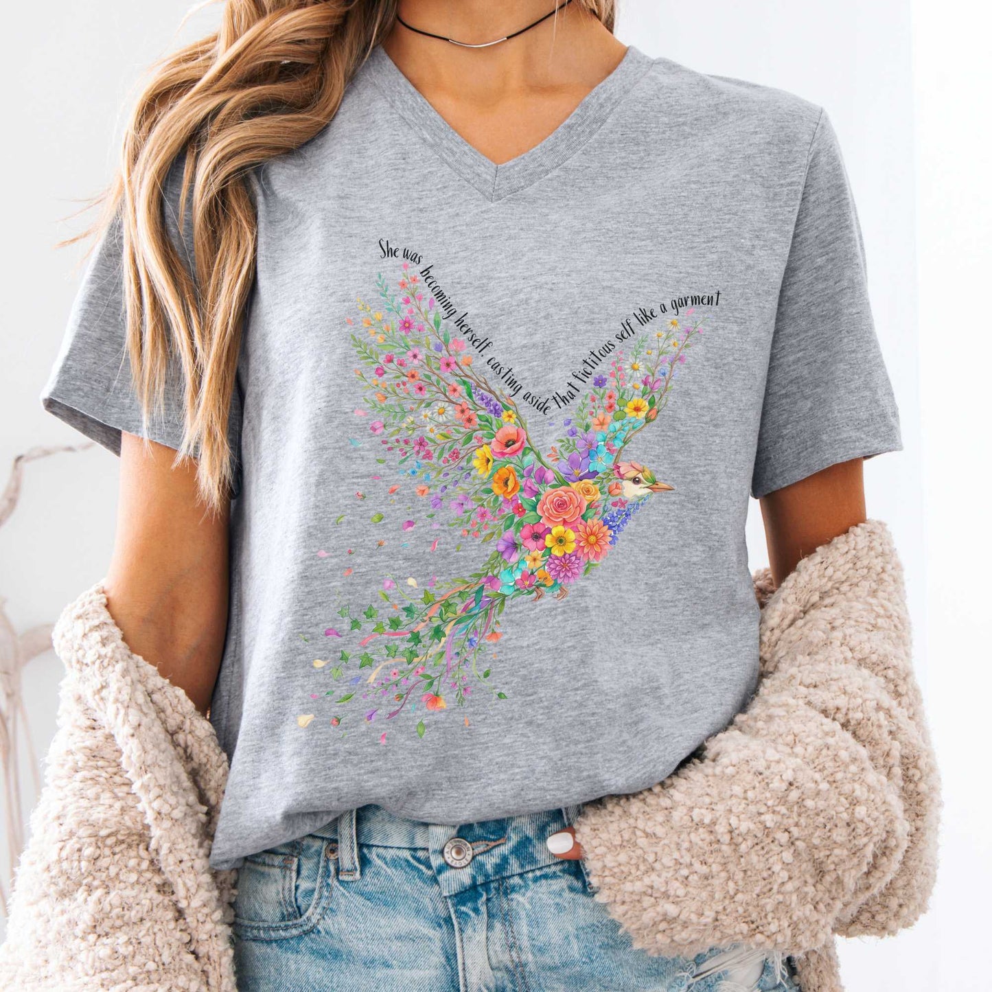 V-neck Athletic Heather / S She Was Becoming Herself Kate Chopin V-Neck The Mystic Eden