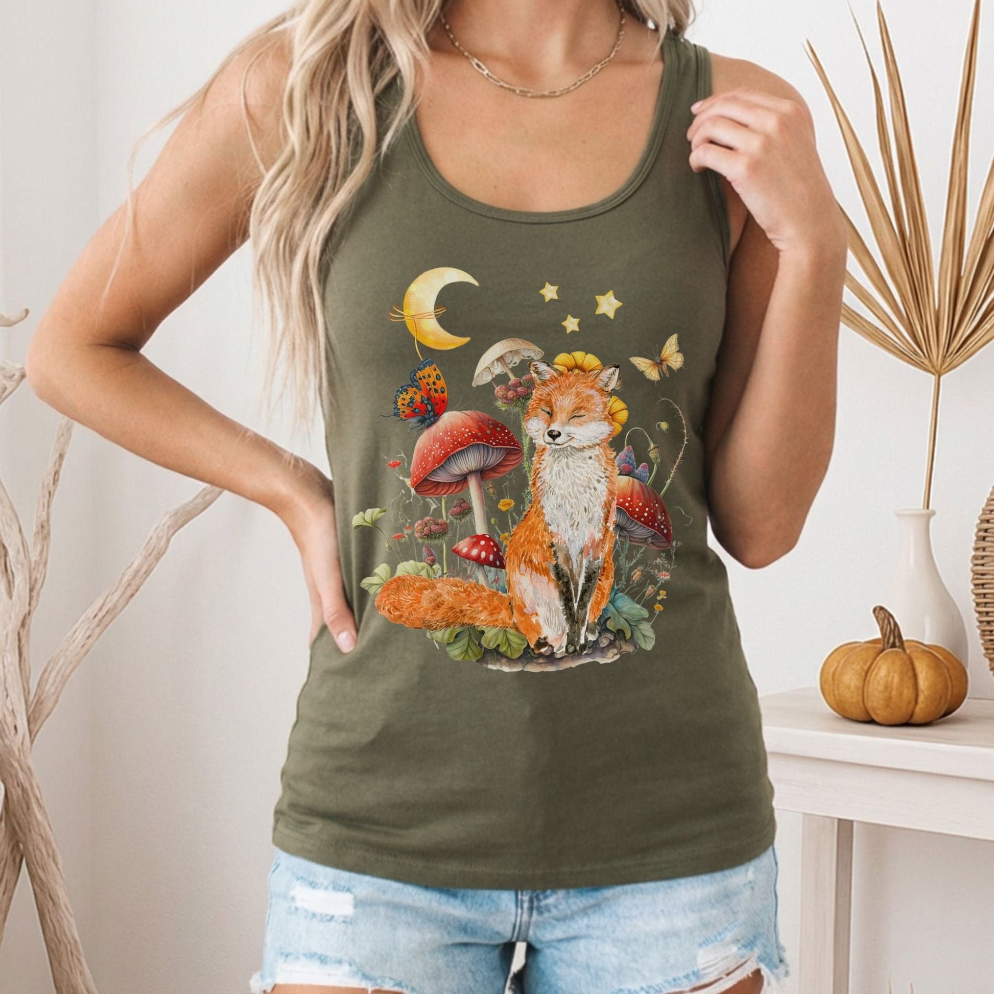 Tank Top Enchanting Forest Fox Women's Racerback Tank Top The Mystic Eden