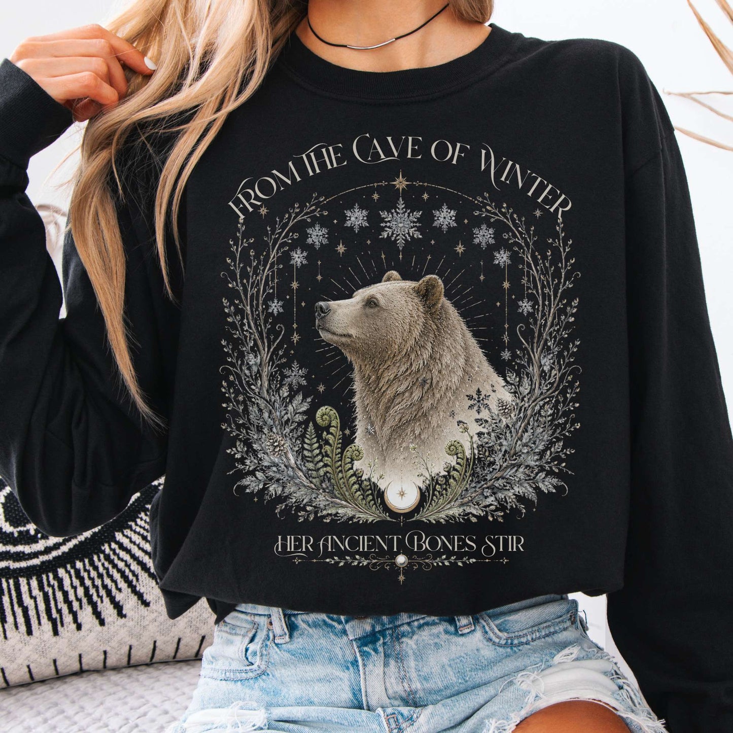 Long-sleeve Black / S From the Cave of Winter Her Ancient Bones Stir Long Sleeve The Mystic Eden