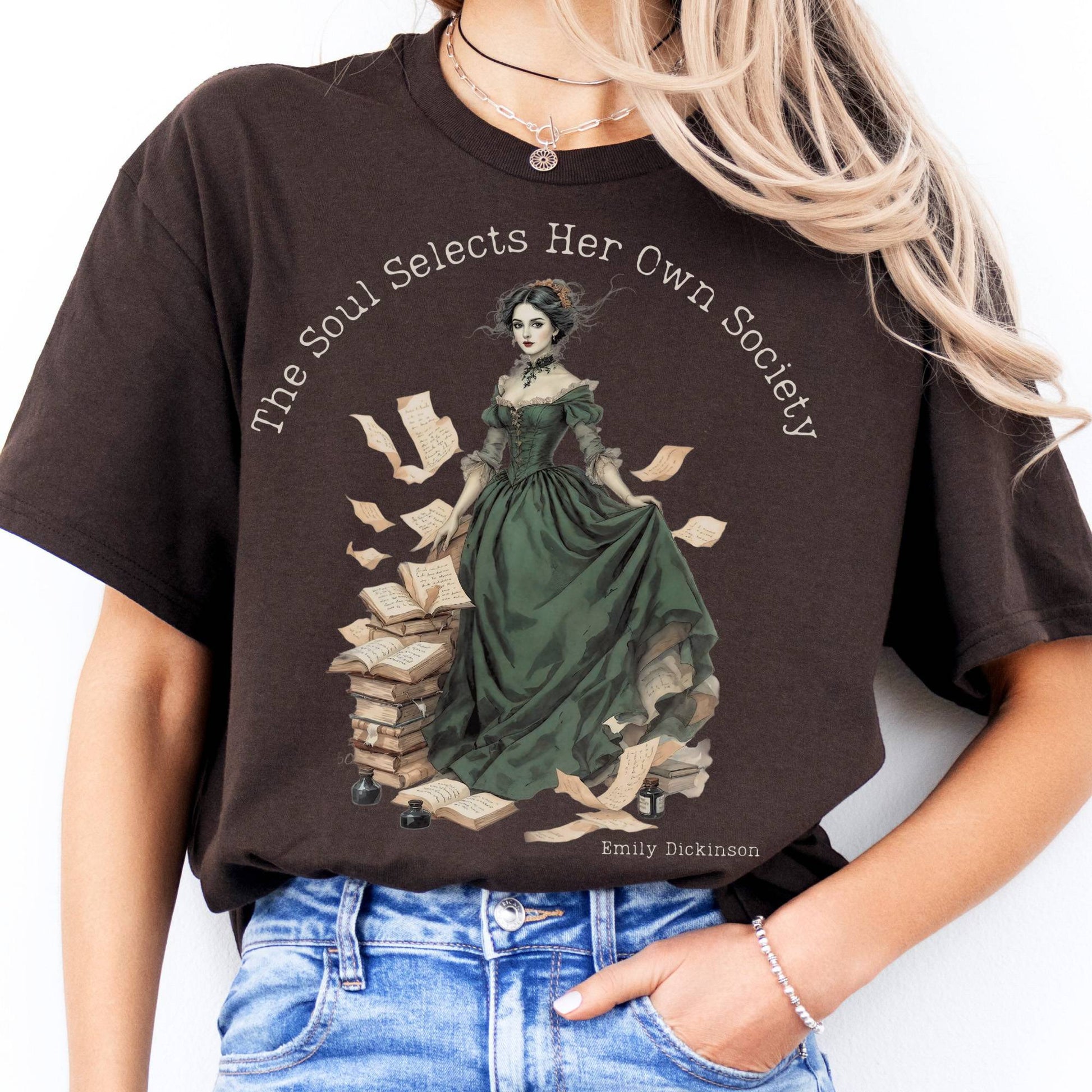 T-Shirts The Soul Selects Her Own Society Emily Dickinson T-Shirt The Mystic Eden