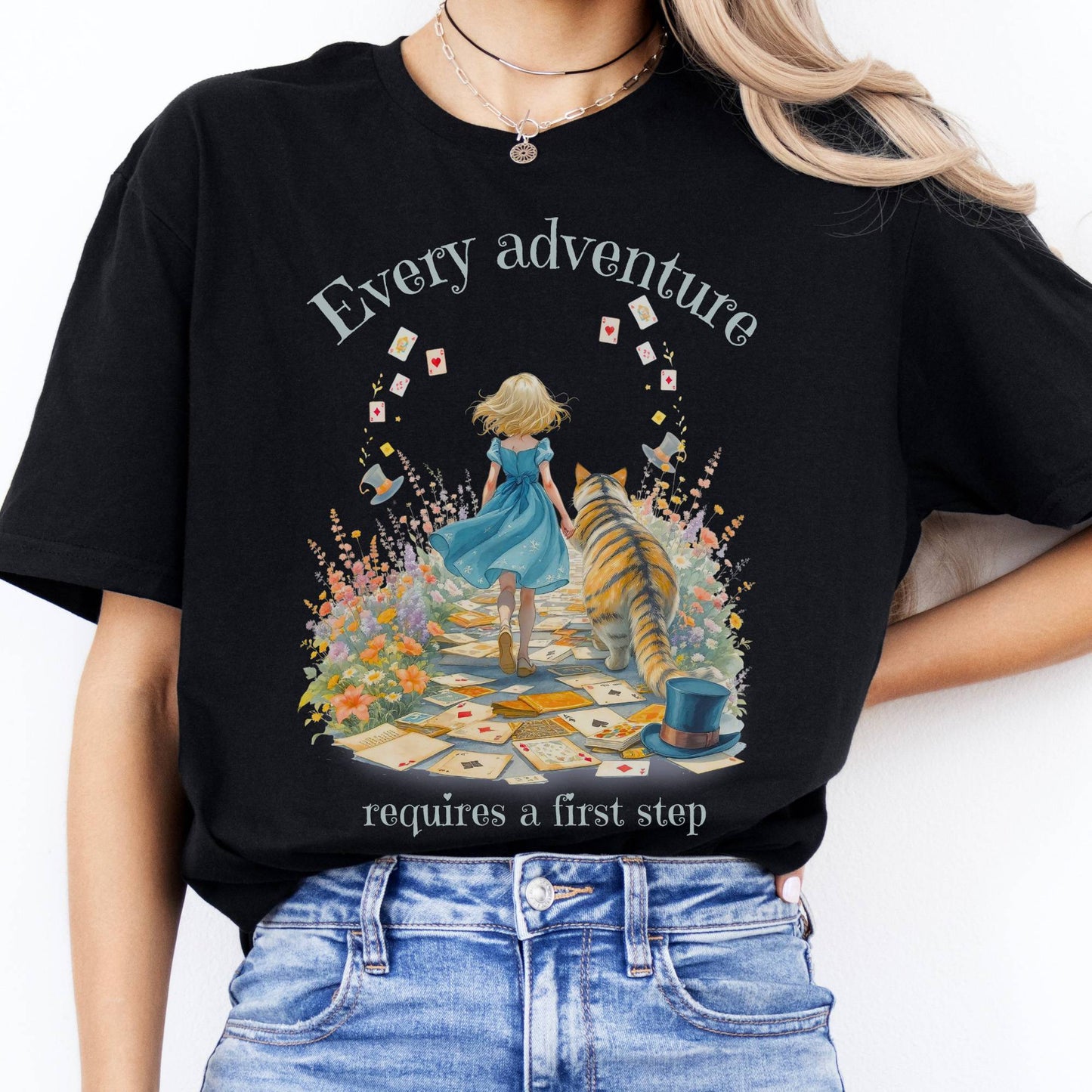T-Shirts Every Adventure Requires a First Step Alice T-Shirt The Mystic Eden
