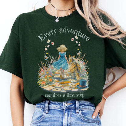T-Shirts Every Adventure Requires a First Step Alice T-Shirt The Mystic Eden
