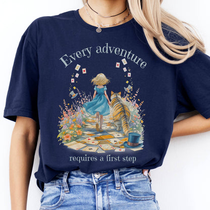 T-Shirts Every Adventure Requires a First Step Alice T-Shirt The Mystic Eden