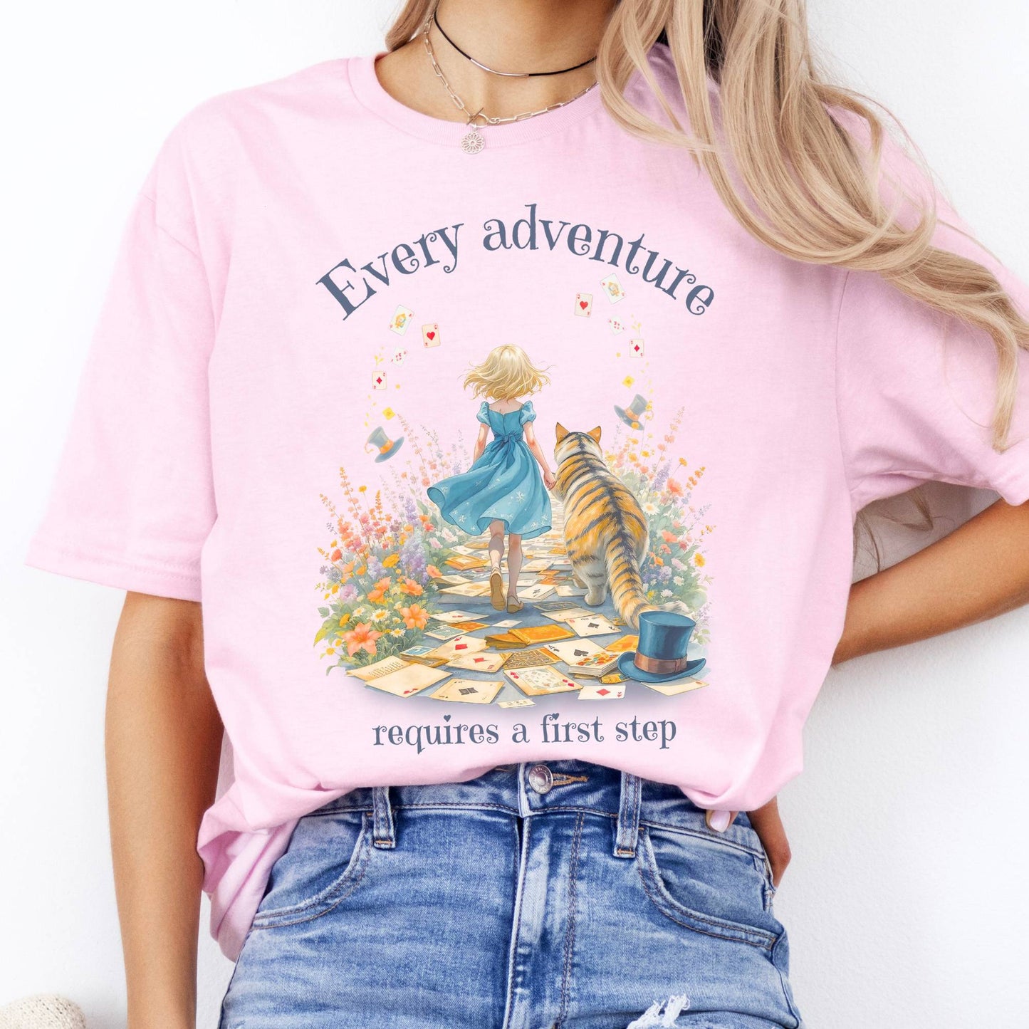 T-Shirts Every Adventure Requires a First Step Alice T-Shirt The Mystic Eden
