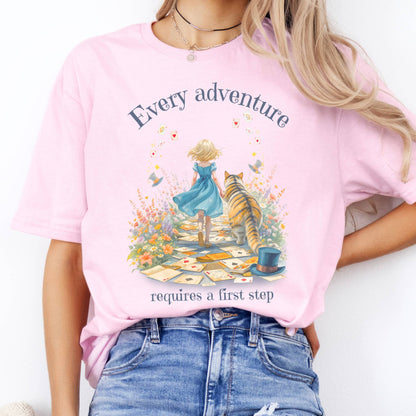 T-Shirts Every Adventure Requires a First Step Alice T-Shirt The Mystic Eden