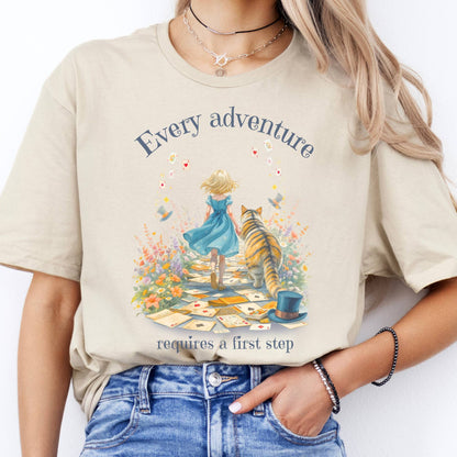 T-Shirts Every Adventure Requires a First Step Alice T-Shirt The Mystic Eden