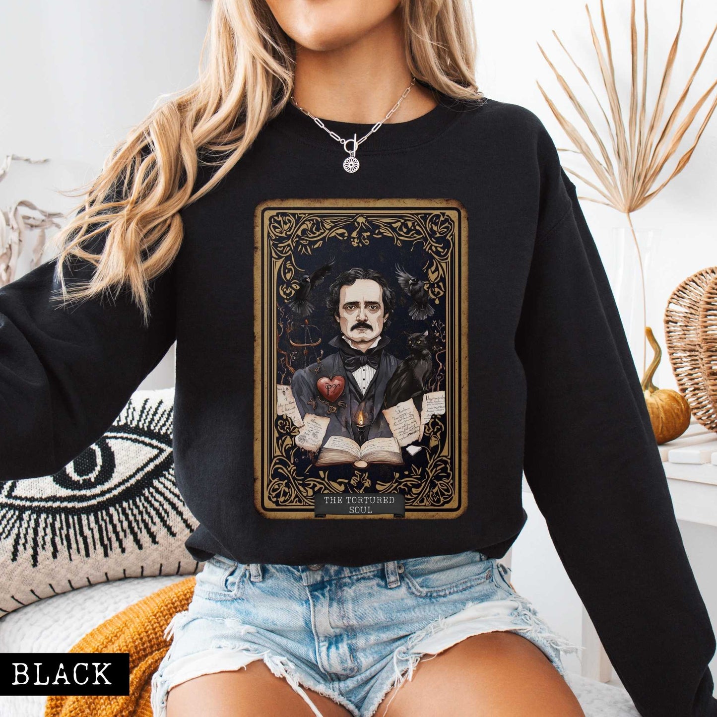 The Tortured Soul Tarot Card Edgar Allan Poe Sweatshirt