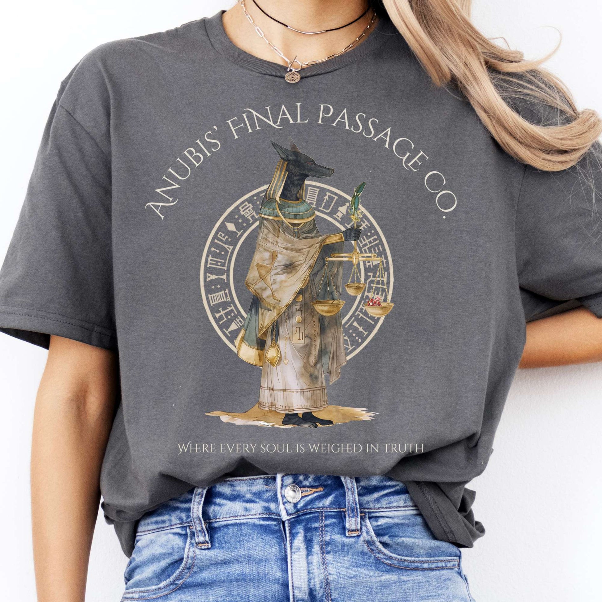 T-Shirts Anubis' Final Passage Co Egyptian Mythology T-Shirt The Mystic Eden