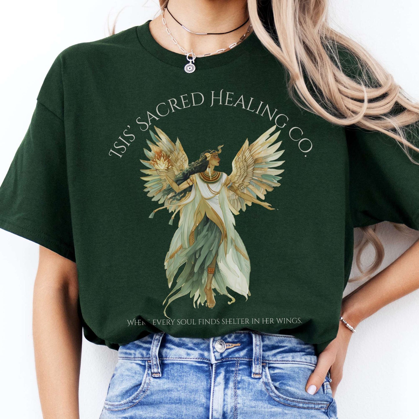 T-Shirt Isis' Sacred Healing Co Egyptian Mythology T-Shirt The Mystic Eden