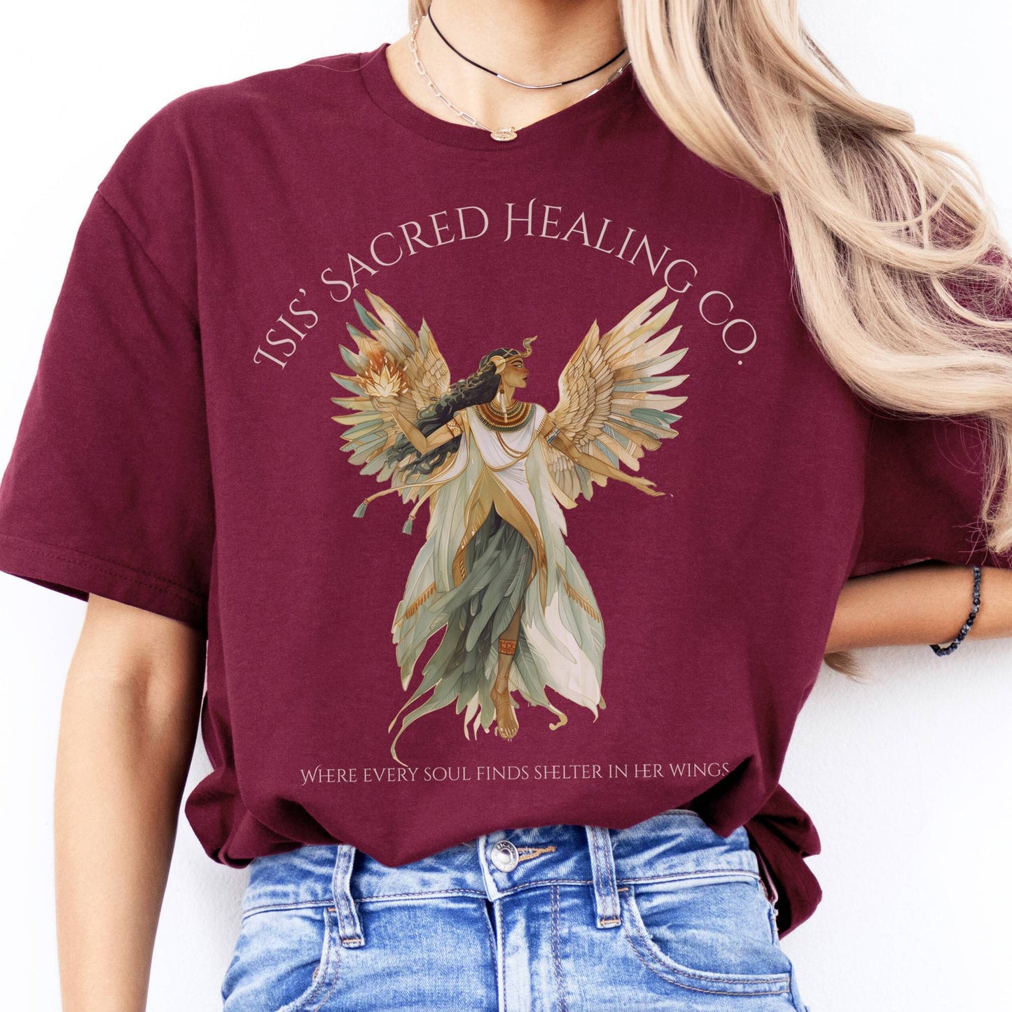 T-Shirt Isis' Sacred Healing Co Egyptian Mythology T-Shirt The Mystic Eden