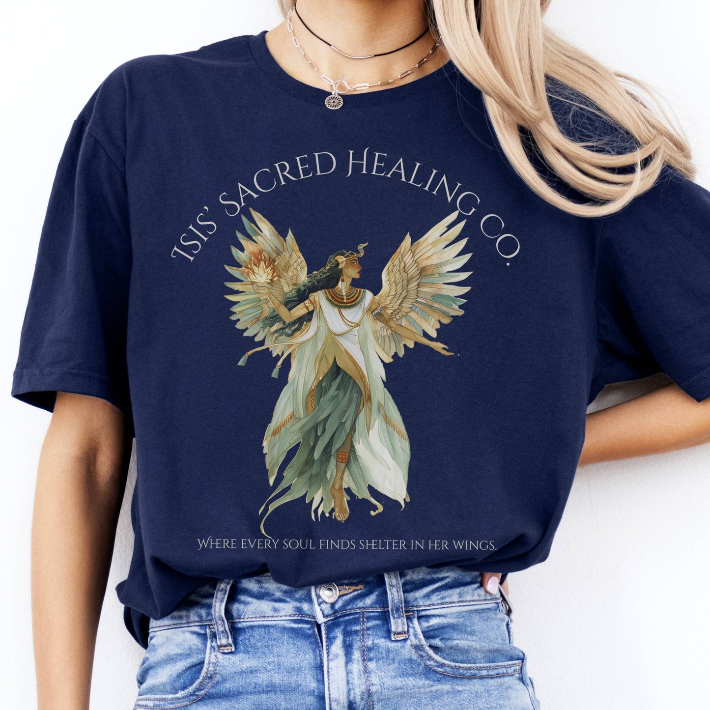 T-Shirt Isis' Sacred Healing Co Egyptian Mythology T-Shirt The Mystic Eden