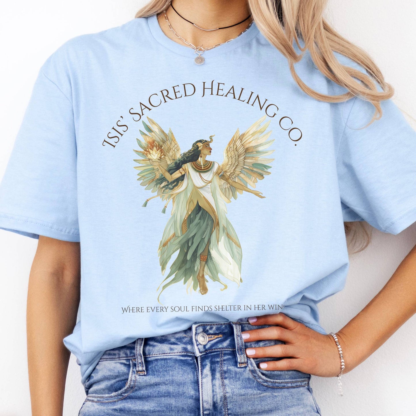 T-Shirt Isis' Sacred Healing Co Egyptian Mythology T-Shirt The Mystic Eden