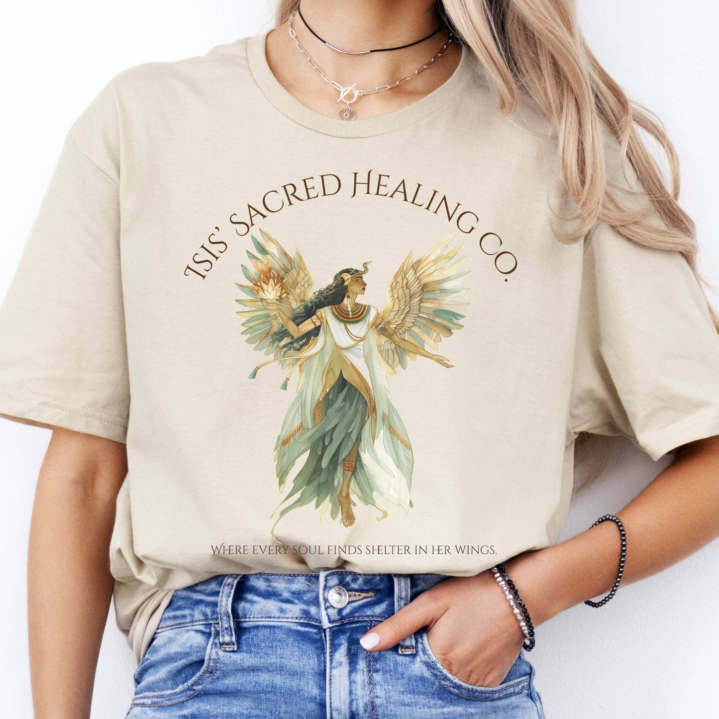 T-Shirt Isis' Sacred Healing Co Egyptian Mythology T-Shirt The Mystic Eden