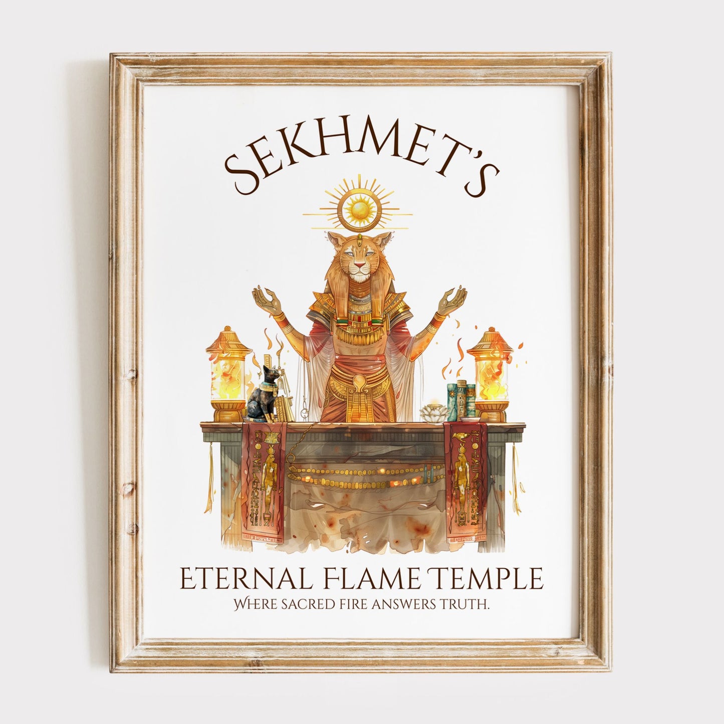 Sekhmet's Eternal Flame Temple Mystic Goddess Art Print