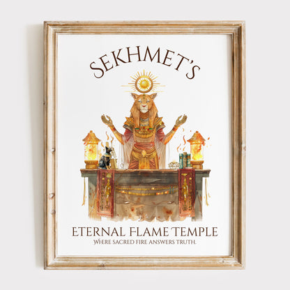 Sekhmet's Eternal Flame Temple Mystic Goddess Art Print